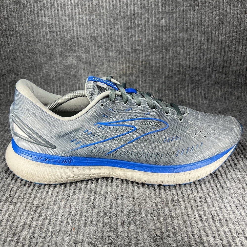 Brooks Glycerin 19 Men's Size 13 Quarry Grey Zap Blue Running Shoes 1103561D095 - Picture 9 of 16